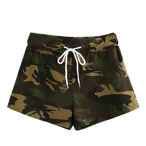 Summer Fashion Womens Casual Hot Pants Drawstring Waist Camo Shorts Trousers