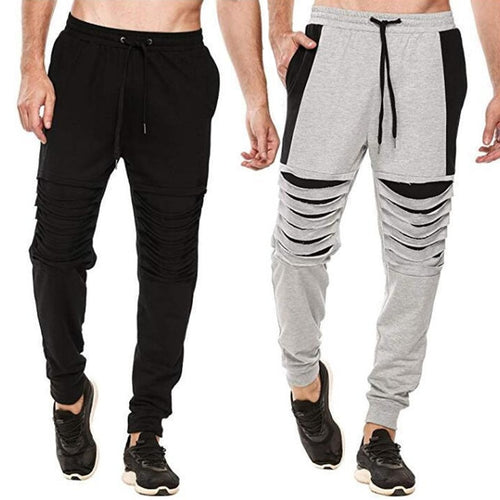 Men Casual Pants Harem Hiphop Sweatpants Hole Long Trousers Male Pants Drawstring Tracksuit Joggers Men Clothes Pantalon Hombre