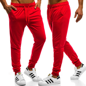 Men Joggers Elastic Waist Long Trousers Fashion Casual Solid Color Fitness Workout Sweatpants