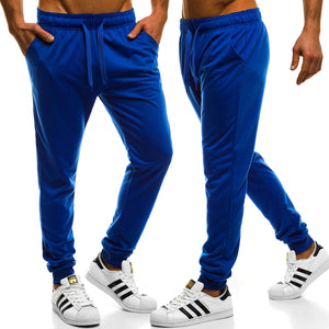Men Joggers Elastic Waist Long Trousers Fashion Casual Solid Color Fitness Workout Sweatpants